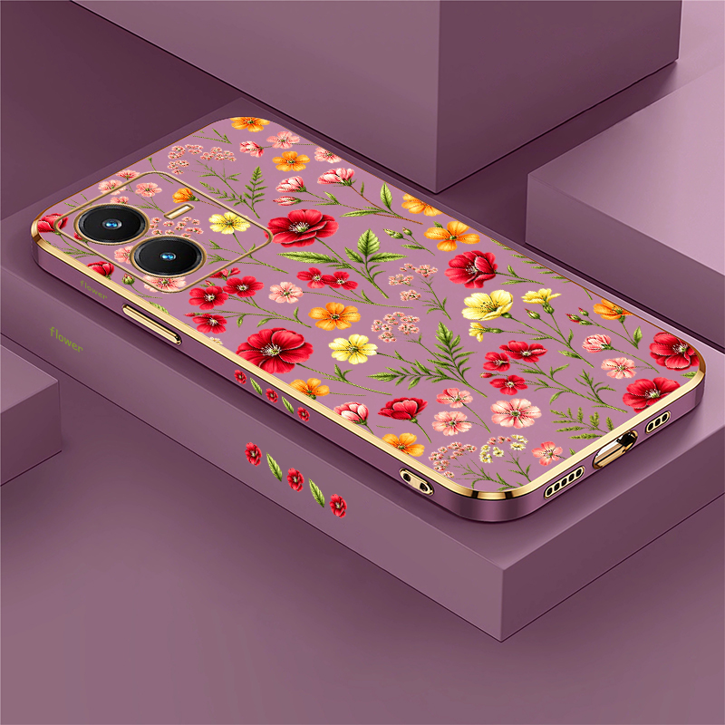 Vivo V40 - Schattig bloemenpatroon hoesje voor Vivo V40