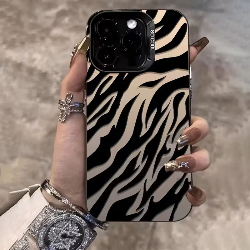 Apple Iphone 15 - Zebra-patroon Zwarte Geavanceerde IMD Stootvaste Hoes