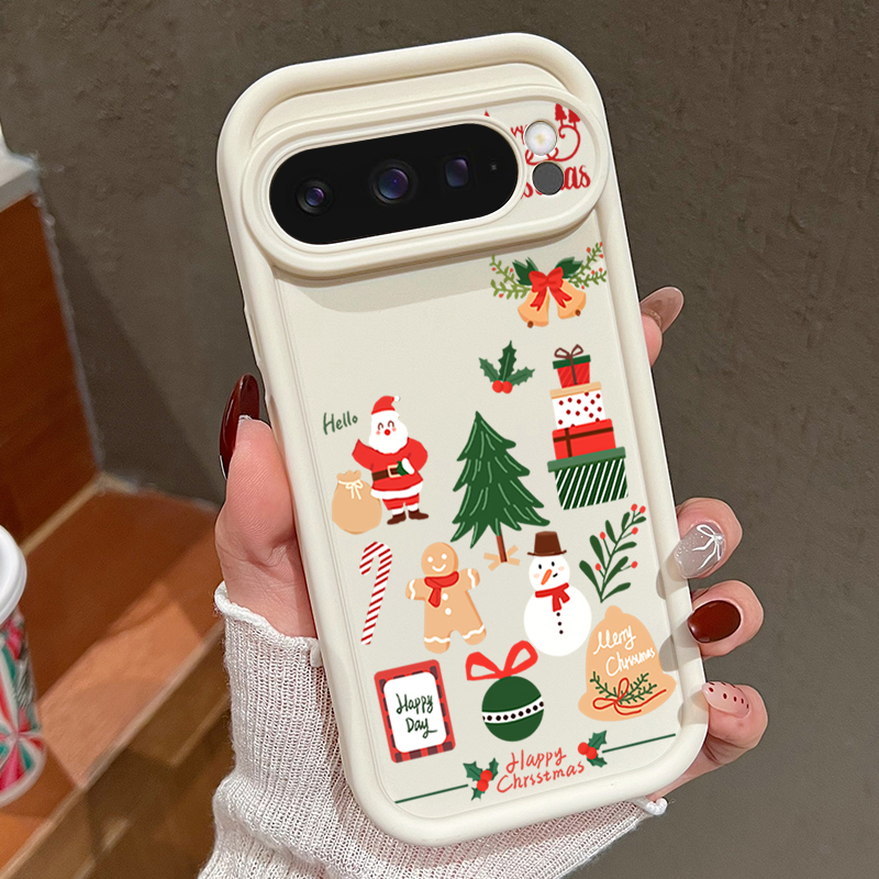 Google Pixel 9 - Gelukkig Kerst Patroon Zachte TPU Telefoon
